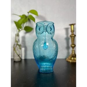 Vintage Mid-Century Kanawha Glass Company Blue Owl Pitcher